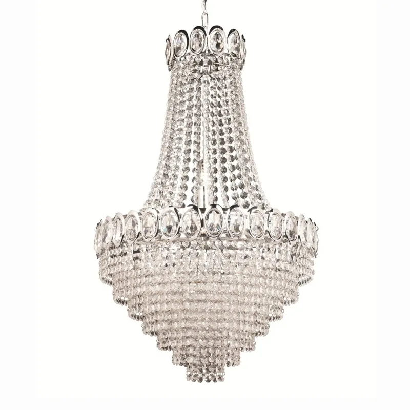 Prachtige kroonluchter Crystal van Searchlight in Chroom, Transparant – productfoto