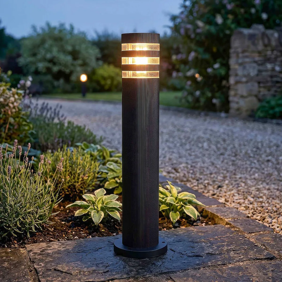 Sokkellamp Toluca, zwart, ABS, polycarbonaat, E27 de Searchlight en Noir, Transparent – photo produit