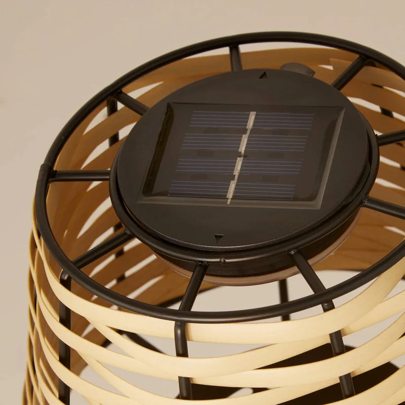 Solar LED tafellamp Dalisay, bruin, rotan, 31 cm, IP44 de Searchlight en Hout, Noir – photo produit