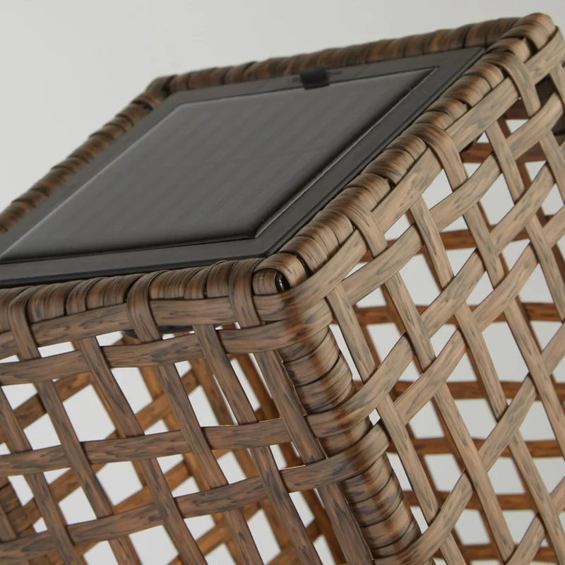 Solar LED terraslamp Marcjanna, bruin, rotan, 47 cm de Searchlight en Marron, Gris – photo produit
