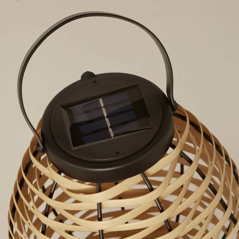 Solar LED terraslamp Netan, bruin, rotan, 23 cm, IP44 de Searchlight en Hout, Noir – photo produit