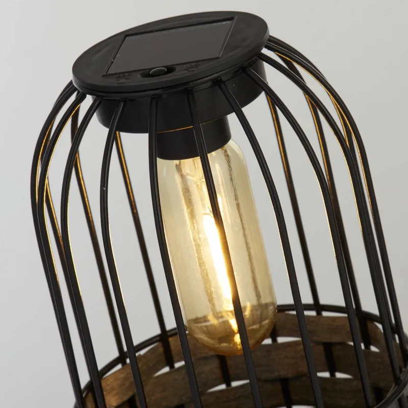 Solar LED terraslamp Tahoa, 26 cm, grijs, rotan, IP44 de Searchlight en Gris, Noir – photo produit