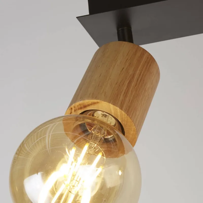 SPINNY Spot Plafondlamp 2 Lichts Hout de Searchlight en Noir – photo produit
