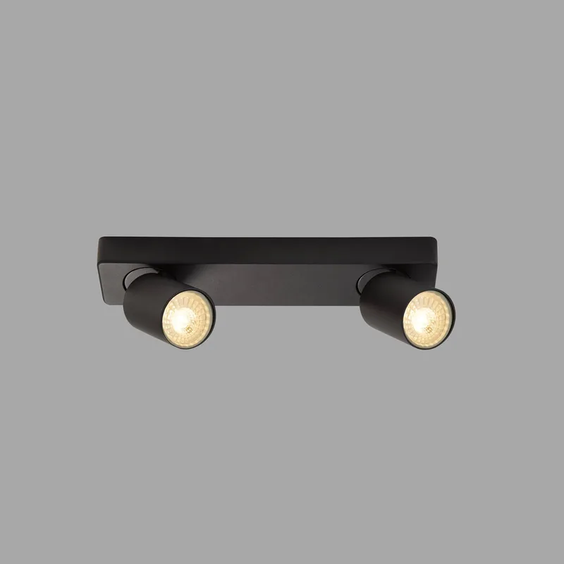 Spot plafondlamp, 2-lamps, aluminium, GU10 von Searchlight in Schwarz – Produktfoto