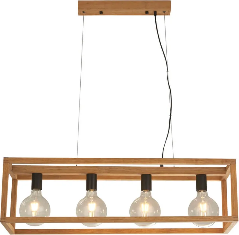 SQUARE Hanglamp 4 Lichts Hout fra Searchlight i Sort – produktbillede