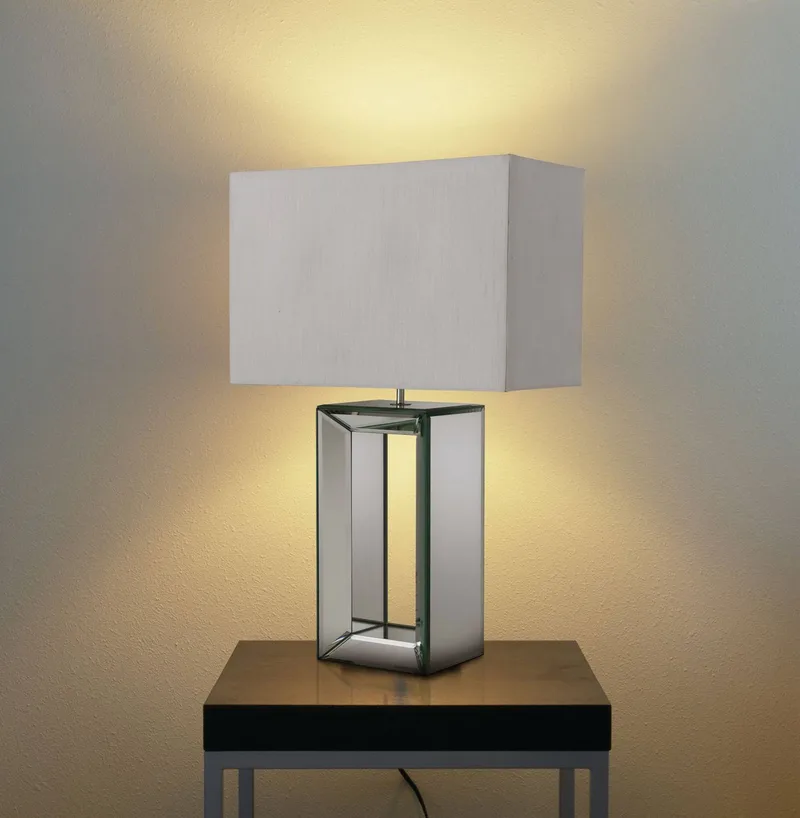 Reflections stilfuld bordlampe 58 cm fra Searchlight i Spiegelend, Hvid – produktbillede