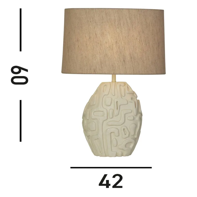 Tafellamp Adelaide, hoogte 59,5 cm, textiel/hars von Searchlight in Creme – Produktfoto