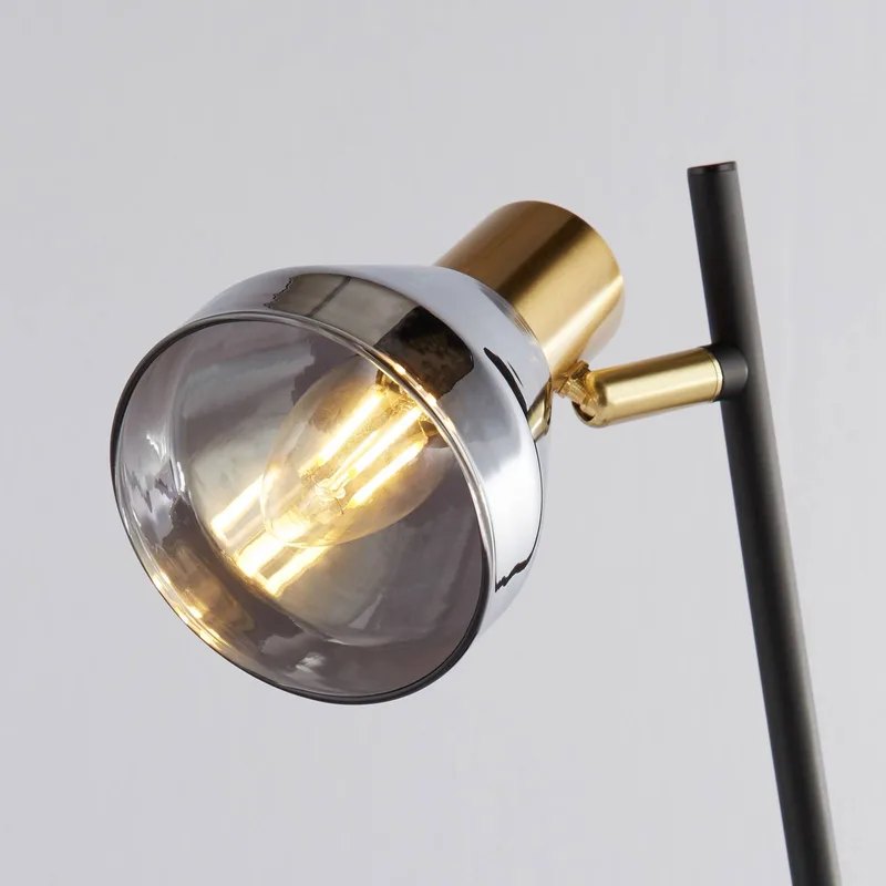 Tischlampe Classy mit Rauchglasschirm von Searchlight in Schwarz, Rookgrijs – Produktfoto