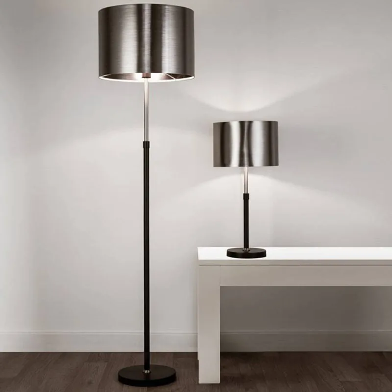 Tafellamp Column, kap zwart-chroom by Searchlight in Zwart mat, Zwart-chroom geborsteld – product photo