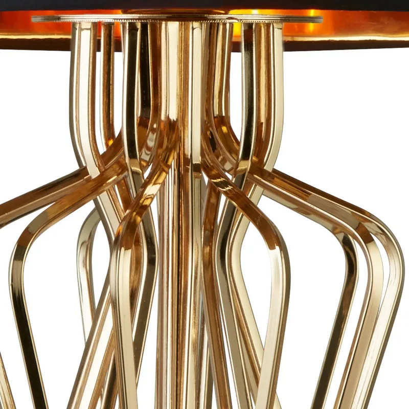 Tafellamp Ethan met marmer voet en stoffen kap van Searchlight in Zwart, Goud – productfoto