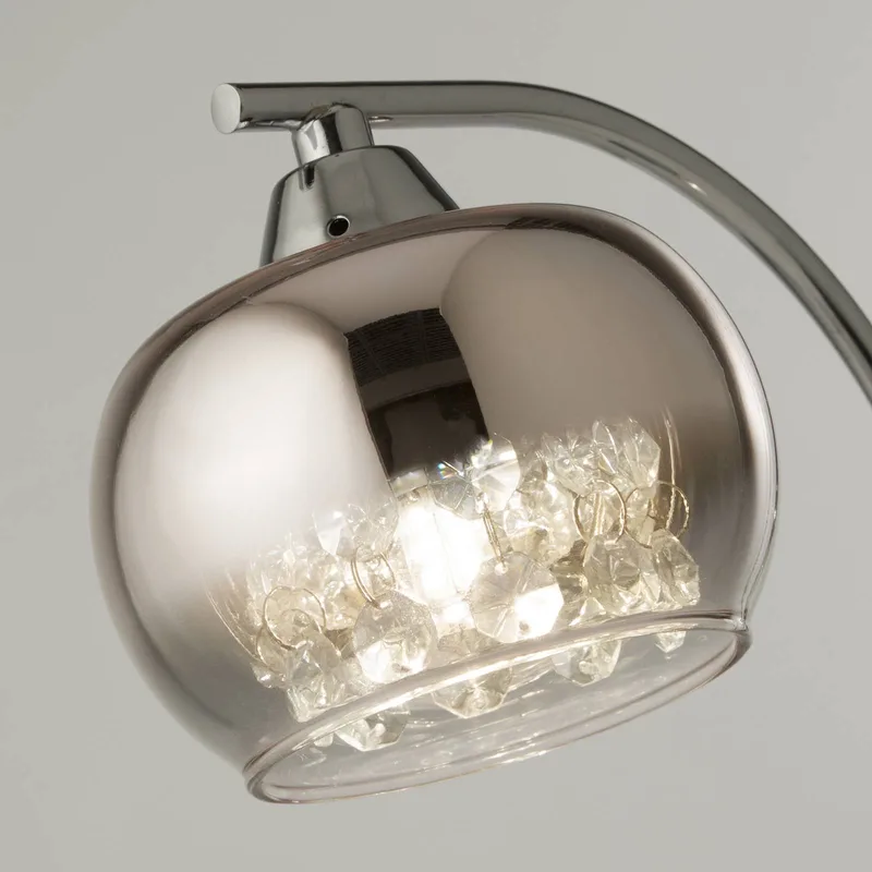 Tafellamp Ianis, grijs, metaal/glas, hoogte 36 cm, G9 de Searchlight en Transparent, Chrome – photo produit