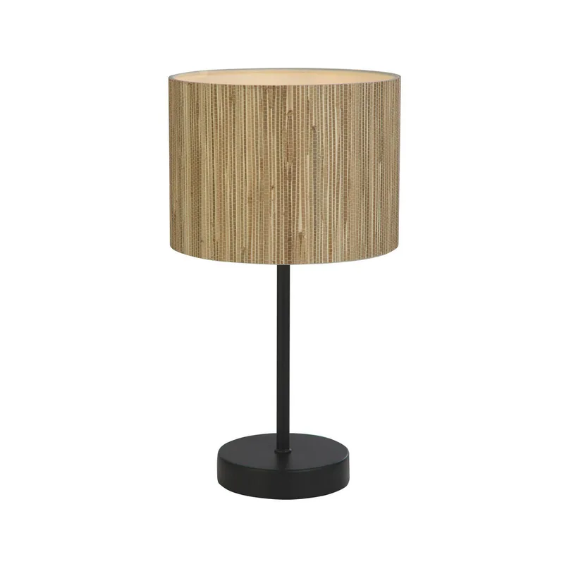 Tafellamp Meadow, bruin, zwart, natuurlijke vezels, staal de Searchlight en Lichtbruin, Noir – photo produit