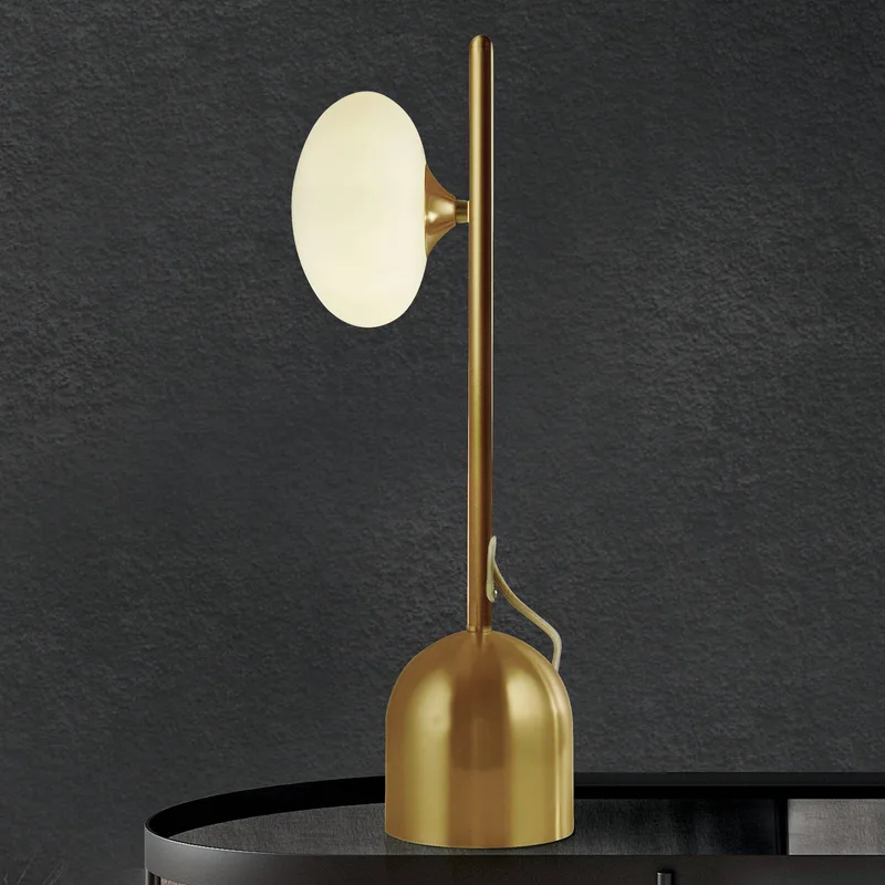 Tafellamp Pebble, messing de Searchlight en Laiton, Blanc – photo produit