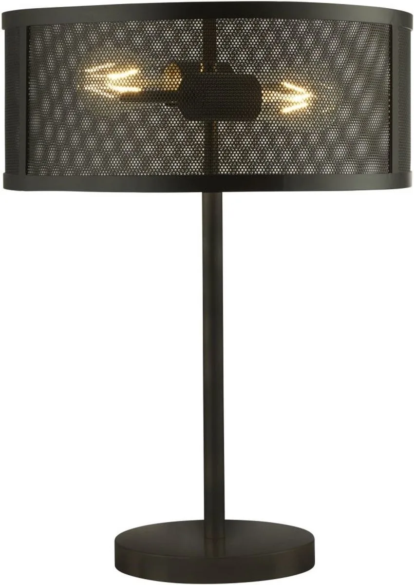 Tafellamp raster zwart Nachtlamp Retro slaapkamerlamp Tafellamp zwart, metaal, 2x E27 fitting, DxH 35x50 cm von Searchlight in Schwarz – Produktfoto