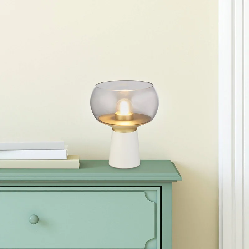 Tafellamp X Goblet de Searchlight en Blanc, Laiton, Rookgrijs – photo produit