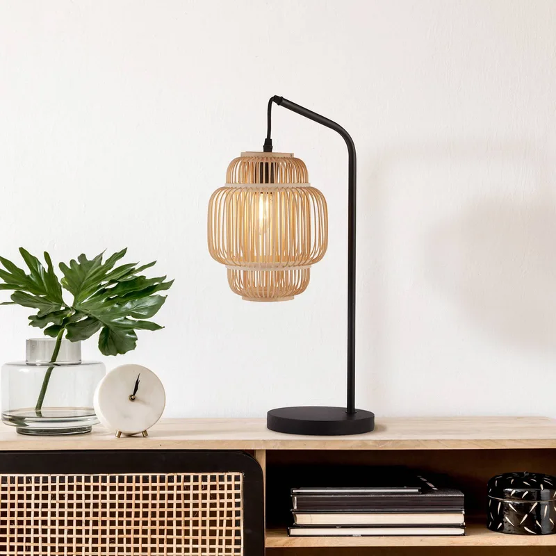 Bordlampe X Java, bambus fra Searchlight i Sort, Hout – produktbillede