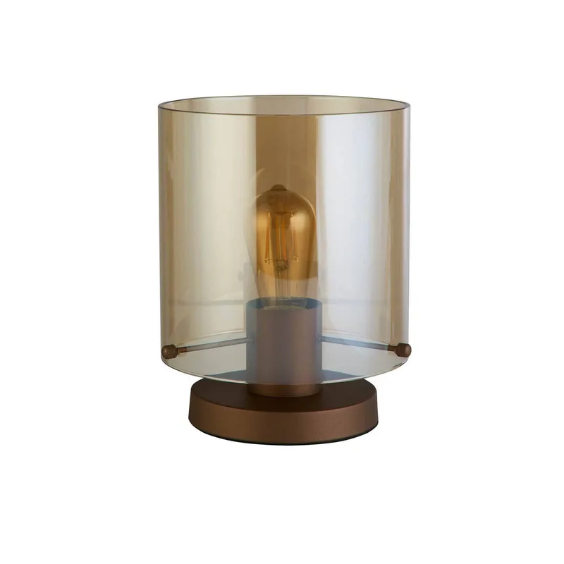 Tafellamp Zweden, mokka/amber, staal, glas, E27 de Searchlight en Mokka, Amber – photo produit