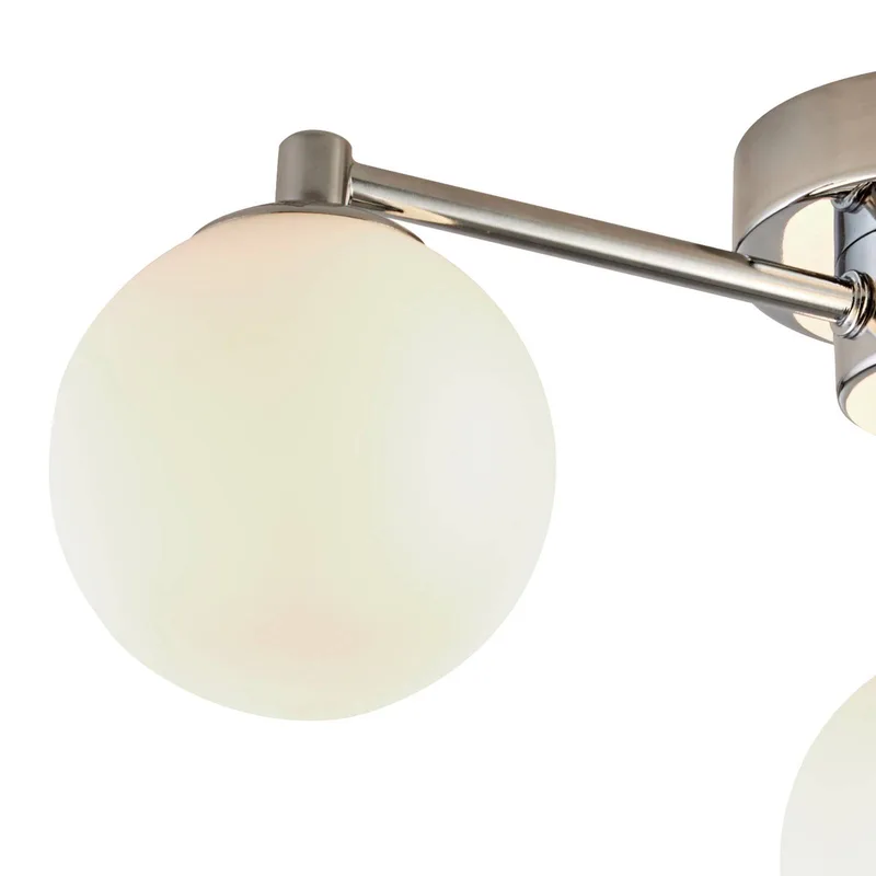 Tiberius plafondlamp, chroom/rozet, glas, 3-lamps, G9 de Searchlight en Blanc, Chrome – photo produit