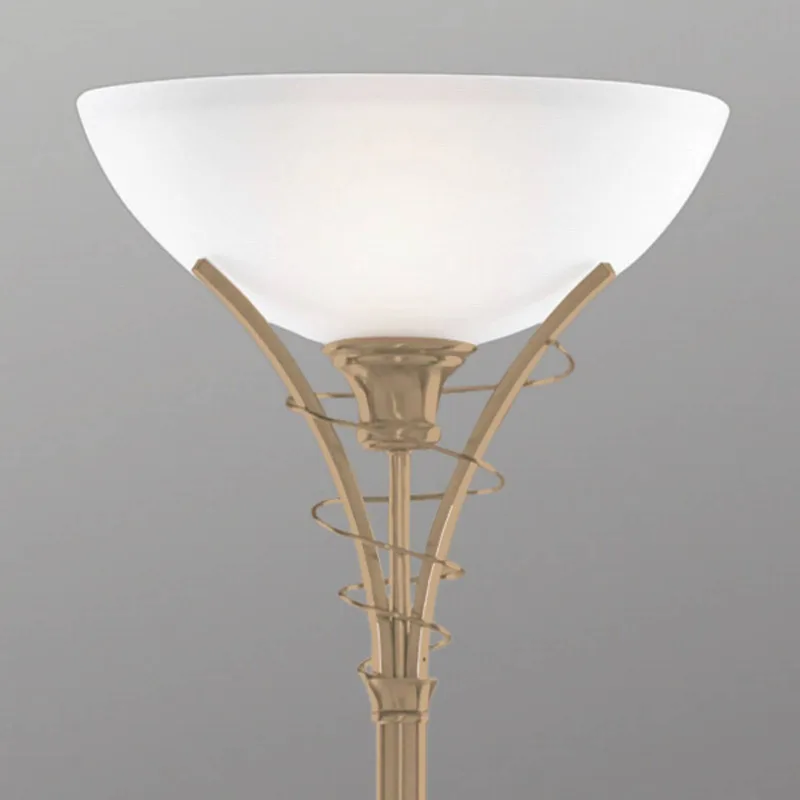 Tijdloze vloerlamp LINEAS, antiek messing de Searchlight en Oud-messing, Blanc – photo produit