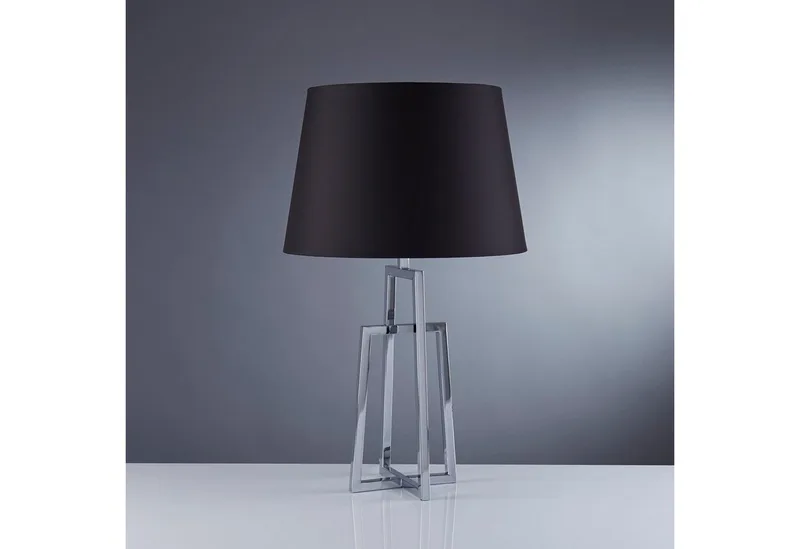 Tischleuchte York Tischleuchte - Chromsockel & schwarzer Schirm, ohne Leuchtmittel by Searchlight in Grey, Black – product photo 2 of 5