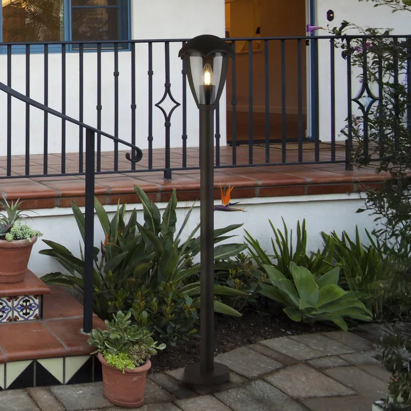 Tuinpadverlichting Bluebell, IP44, zwart, hoogte 97 cm, metaal de Searchlight en Noir, Helder – photo produit