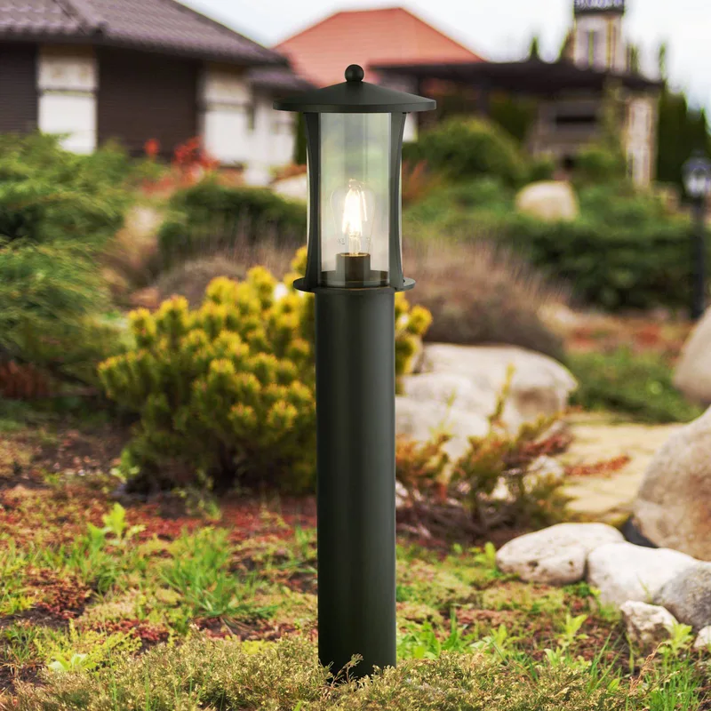 Tuinpadverlichting, IP44, zwart, hoogte 73 cm, metaal van Searchlight in Zwart, Helder – productfoto