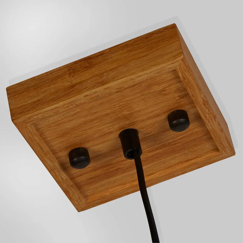 Vierkante hanglamp, 30 cm hoog, bamboe, E27 von Searchlight in Licht hout, Schwarz – Produktfoto