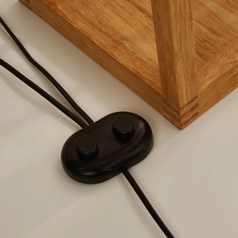 Vierkante vloerlamp van bamboe de Searchlight en Licht hout, Noir – photo produit