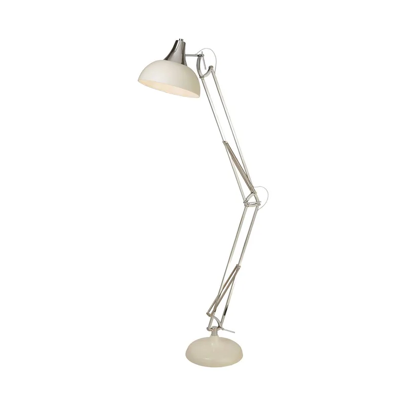 Vloerlamp Goliath, crème, metaal, E27, 170 cm, verstelbaar de Searchlight en Crème, Chrome – photo produit