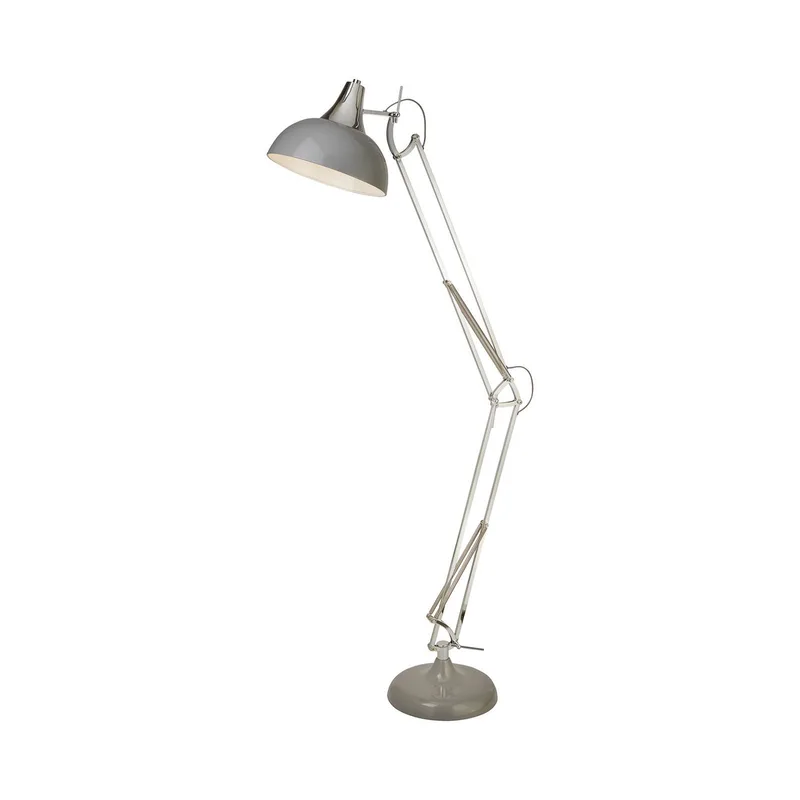 Vloerlamp Goliath, grijs, metaal, E27, 170 cm, verstelbaar fra Searchlight i Grå, Krom – produktbillede