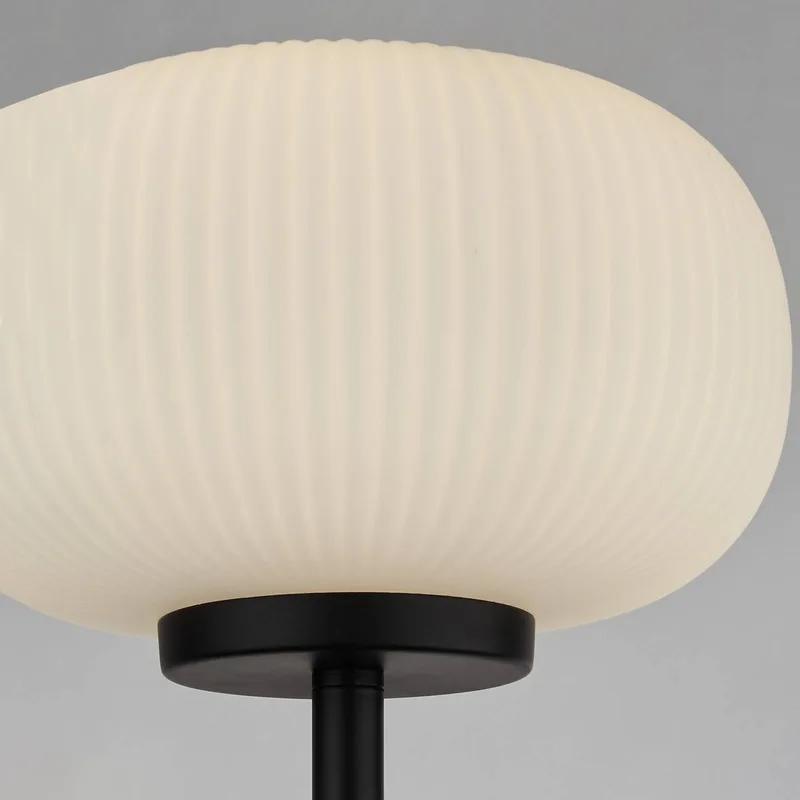 Vloerlamp Lumina met glazen kap de Searchlight en Noir, Mat wit – photo produit