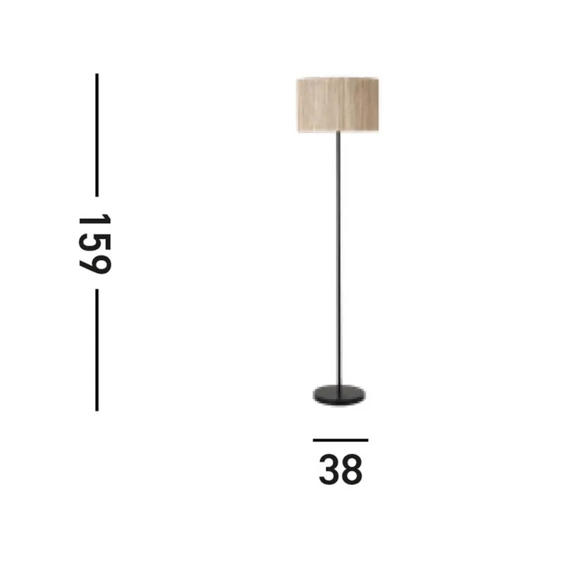 Vloerlamp Meadow, zwart, bruin, natuurlijke vezels, staal fra Searchlight i Lichtbruin, Sort – produktbillede