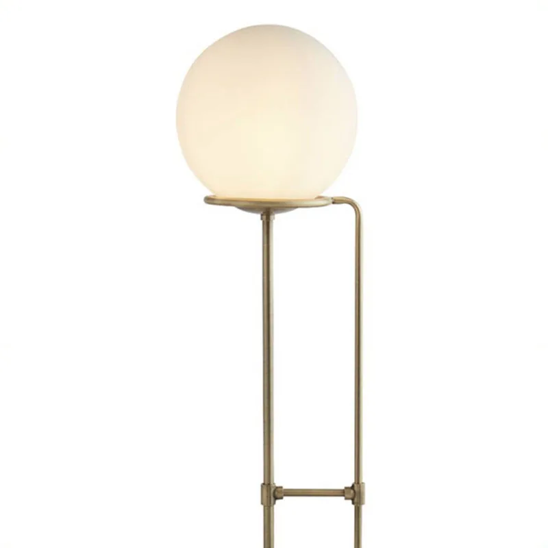 Vloerlamp Sphere in messing antiek met glasbol de Searchlight en Antiek-messing, Blanc – photo produit