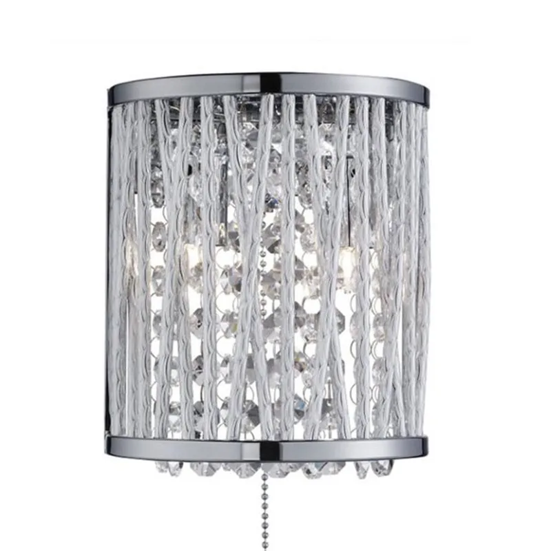 Wandlamp Elise met sprankelend behang de Searchlight en Chrome – photo produit