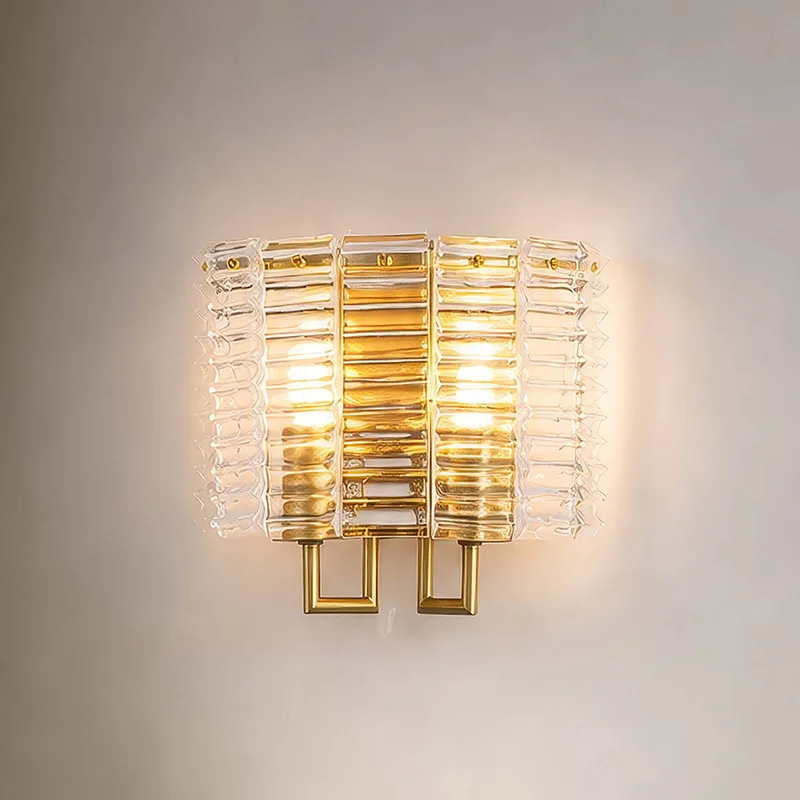 Wandlamp Flute, goudkleurig/transparant, glas, metaal, E14 fra Searchlight i Guld, Gennemsigtig – produktbillede