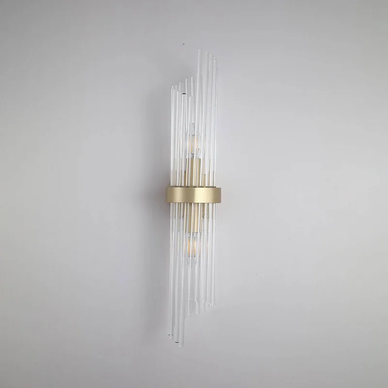 Wandlamp Lara, hoogte 56 cm, goudkleurig/helder, glas/metaal de Searchlight en Helder, Or – photo produit