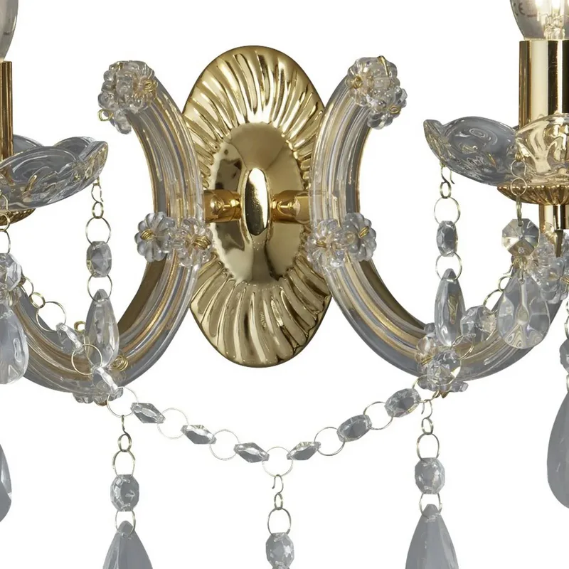 Wandlamp Marie Therese, messing, 2-lamps van Searchlight in Messing, Helder – productfoto