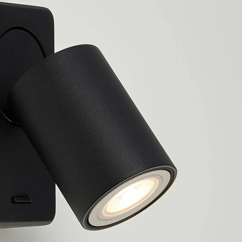 Wandlamp Switched, aluminium, schakelaar, GU10 de Searchlight en Noir – photo produit