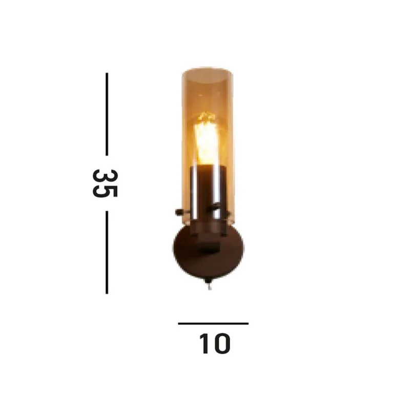Wandlamp Zweden II, 1-lamp, staal, glas, E27 von Searchlight in Mokka, Amber – Produktfoto