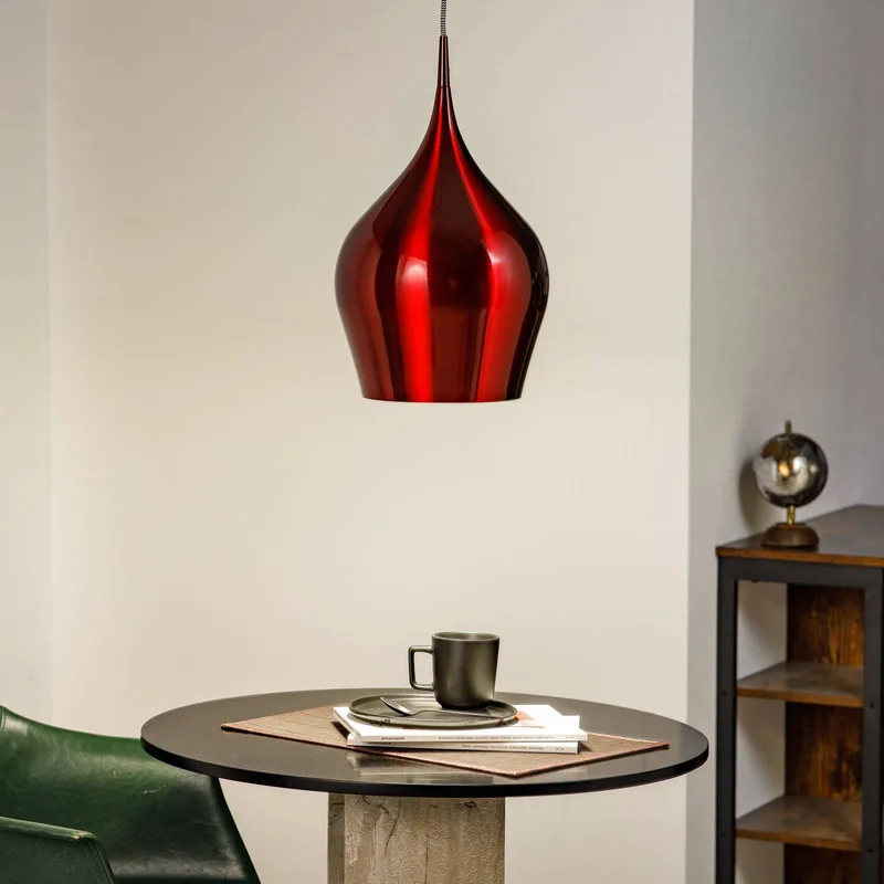 Wijnrode hanglamp Vibrant van Searchlight in Rood – productfoto