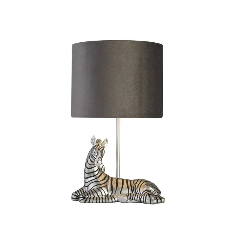 Zebra tafellamp, zwart/zilver, kunsthars, 26 cm, E27 de Searchlight en Noir, Argent – photo produit