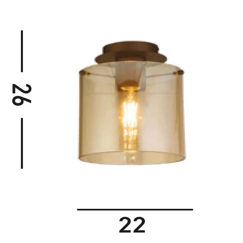 Zweden plafondlamp, mokka/amber, 1-lamp, staal, glas von Searchlight in Mokka, Amber – Produktfoto