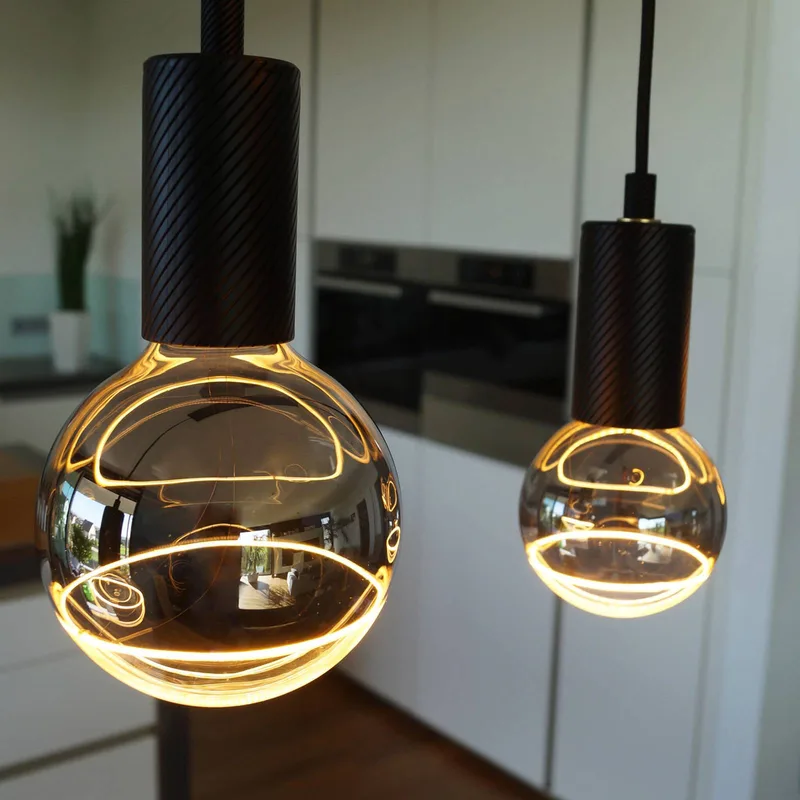 hanglamp Alix Wave, E27, afhanghoogte 100 cm de Segula en Noir – photo produit