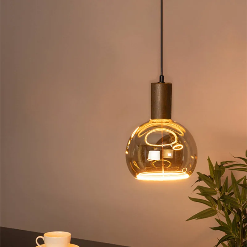 hanglamp Flow, beukenhout in notenkleur, E27 de Segula en Walnoot – photo produit