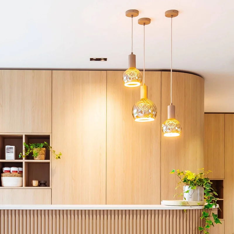 hanglamp Flow, geolied eikenhout, E27 de Segula en Eik – photo produit
