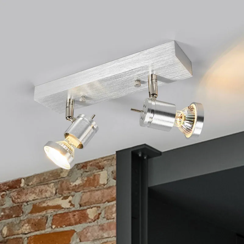 Asto 2-lamps plafondspot met decoratieve ring de SLV en Geborsteld aluminium – photo produit