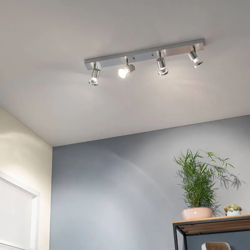 Asto 4-lys loftspot med dekorativ ring fra SLV i Geborsteld aluminium – produktbillede