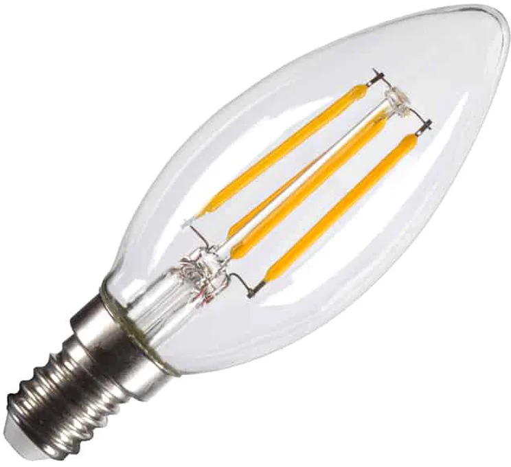 C35 E14, LED Leuchtmittel transparent 4,2W 2700K CRI90 320° - LED Lampen Sockel E14 de SLV – photo produit