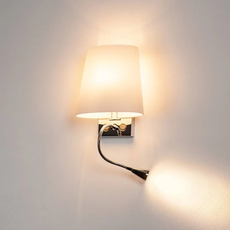 Coupa væglampe med LED-læselampe fra SLV i Krom, Hvid – produktbillede