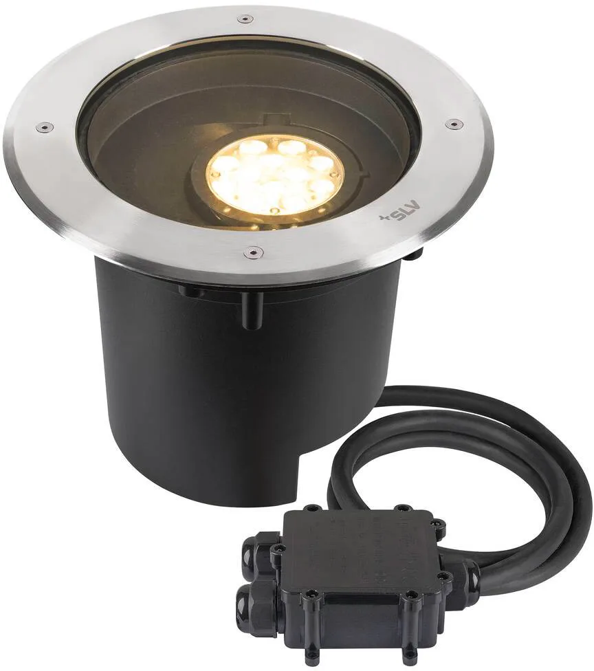 DASAR® XL, Bodeneinbauleuchte, asymmetrisch, 3000K, 70°/40°, IP65/IP67, rund, edelstahl - Bodeneinbauleuchten de SLV – photo produit